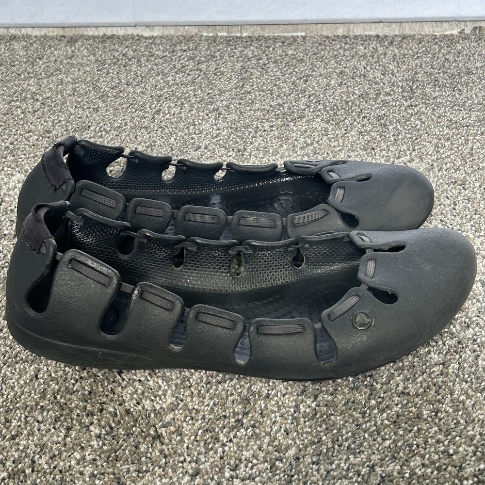 Crocs Springi Flats Womens 8 Black Graphite Ballet Shoes Stretch Slip On Comfort - Picture 5 of 6